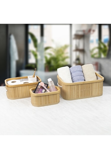 Decolove Bambu Çok Amaçlı Üçlü Sepet