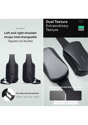 Mark Ryden Mr3998 Usb Şarj Portlu Hardshell Omuz Göğüs Çantası Gri İa Gri