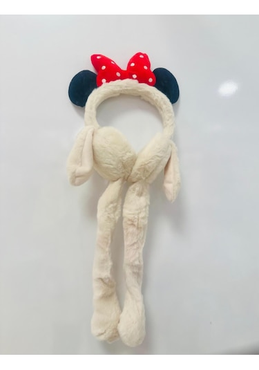 Gala Sesli Harektli Mıckey Mause Çocuk Peluş Kulaklık Krem