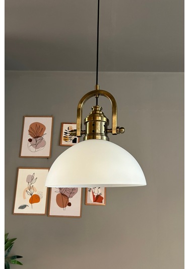 Perry Cam Beyaz Tekli Avize Delikli Eskitme Başlık Retro Sarkıt Lamba Restoran Salon Aydınlatma Beyaz