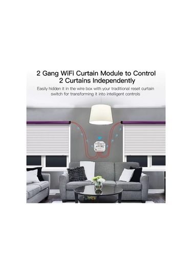 Tuya Destekli Wifi Akıllı 2 Kanallı Panjur Stor Anahtarı