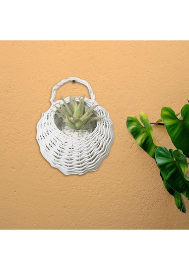 Suntek Magideal Hasır Asılı Çiçek Sepeti Duvar Ekici Çim Yard Beyaz