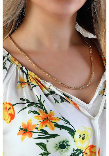 14 Ayar Altın Zincir Kalın Ezme Tilki Kuyruğu Kare Zincir Kolye 45 Cm Uzunluk 3,00 Mm Kalınlık