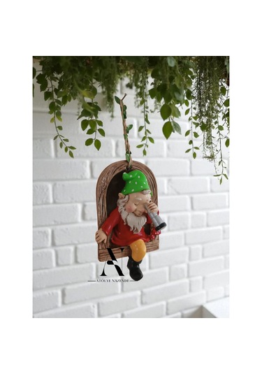 Adet Dekoratif Duvar Ve Bahçe Süsü Dürbünlü Cüce Yeşil Şapka