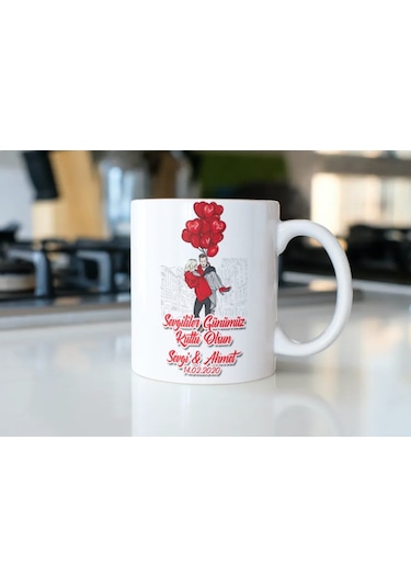 Sevgililer Günü Kupa Bardak Model-065 Beyaz