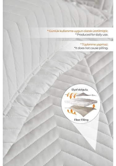 Evlen Home Ross %100 Pamuk Tek Kişilik Yatak Örtüsü Pike Takımı Kapitone Çizgili Günlük Yıkanabilir Beyaz