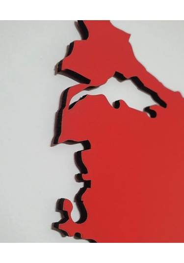 Türkiye Haritası Kırmızı Mdf Duvar Tablosu 50cmx22cm -