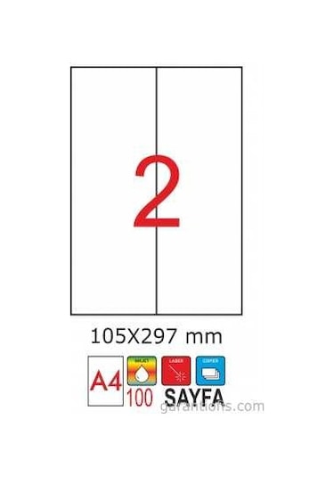 Goldmoon 2065 Laser A4 Sayfa Etiketi 105X297MM 100'lü Paket