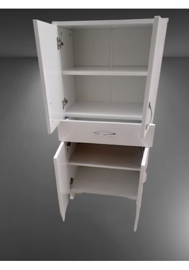 Çok Amaçlı Eko Dolap 130 Cm Beyaz Bir Çekmece Dört Kapak El Yapım