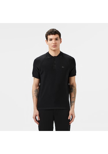 Lacoste Kısa Kollu Polo Yaka Regular Fit Erkek Triko Örme T-shirt Siyah
