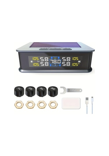 Boatshop1 T15 Tüm Uyumlu Modeller Harici Sensörlü Evrensel Kablosuz Güneş Enerjili Lastik Basınç İzleme Sistemi Tpms Usb Şarj 36v Hassas Algılama