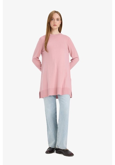 Defacto Regular Fit Bisiklet Yaka Tunik H3431az25wnbr96 Pembe