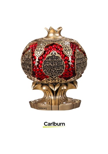 Özel Üretim Kutulu Antik Sarı Canlılık Pozitiflik Dekoratif Ayet-el Kürsi Bereket Nar Boytu Biblo