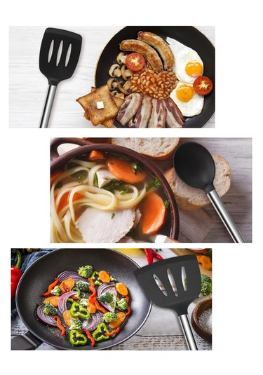 Guojin 26 Parça Paslanmaz Çelik Silikon Uçlu Spatula Seti Siyah