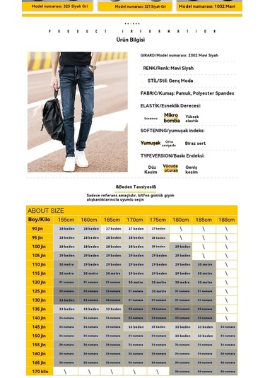 Erkekler İçin Yeni Esnek Dar Kot Pantolon Açık Mavi