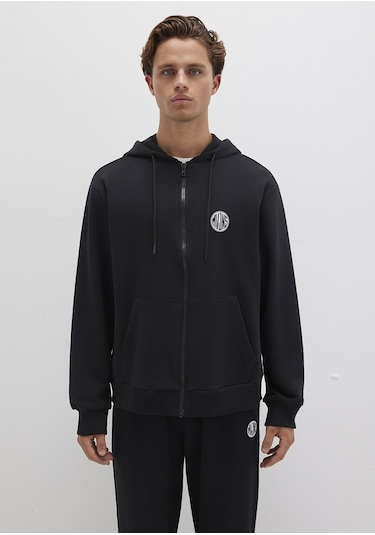 Mavi - M Nakışlı Fermuarlı Kapüşonlu Siyah Sweatshirt 0s10193-900 Siyah