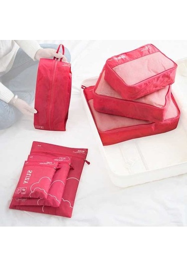 Novahub Seyahat Çantası Organizatörü: 7 Parça Havalı Mesh Ve Su Geçirmez Çanta Seti Kırmızı Kırmızı