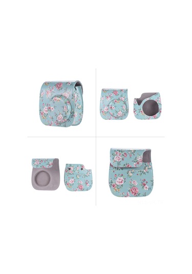 Vkemall Fujifilm Instax Mini 8/8+/8s/9 Kamera İçin Yeşil Çiçek Desenli Pu Taşıma Çantası - Pratik Ve Şık Koruma