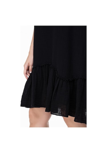 Askılı Müslin Serra Volanlı Kısa Elbise Siyah Syh-siyah