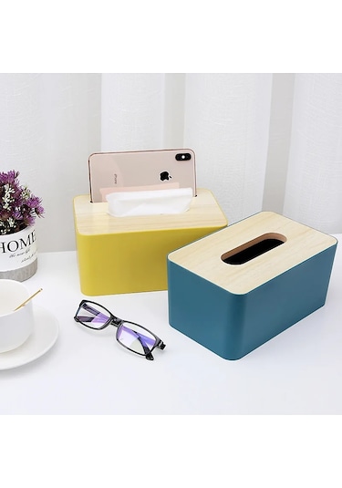 Stil C-1-peçete Kutuları Tutucu Kağit Kutu Araba Doku Kutuları Kapaklı Kağıt Ambalaj Depolama Dekoratif Kutu Ahşap Bambu Konteyner