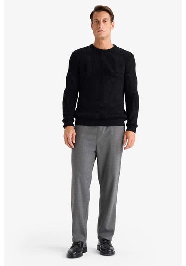 DeFacto Standart Fit Bisiklet Yaka Triko Kazak C8814AX24WNBK81