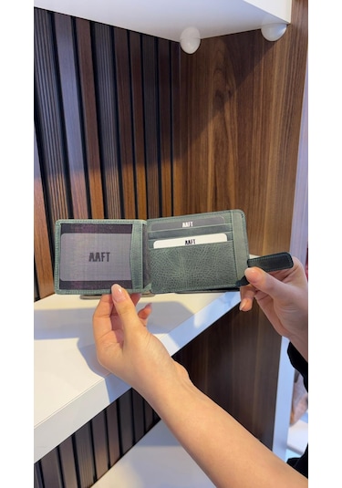 Mft Leather Hakiki Deri Mıknatıslı Kartlık Mona 1103 Haki