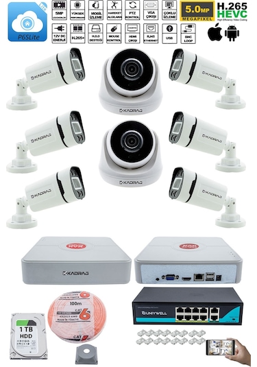 Ip Güvenlik Kamera Seti 2 İç Mekan , 6 Dış Mekan Kdj-2ın6out-v2