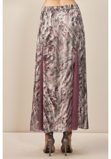 Kloş Gri Desenli Etek Gri