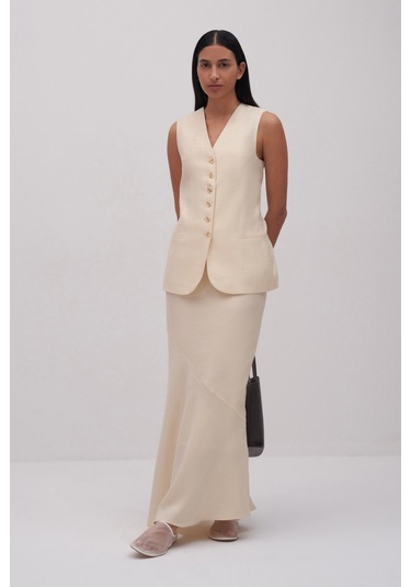 Ekru Luciano Maxi Etek Ekru