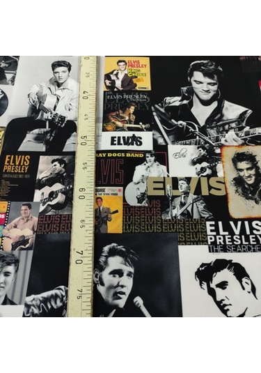 Patchwork Elvis Presley Posterli Dijital Baskılı Kumaş
