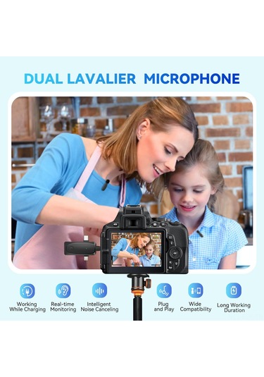 Xindoker Kablosuz 2'li Mini Lavalier Mikrofon Seti - İphone Uyumlu/android/kamera İçin 120m Menzilli, Gürültü Azaltmalı Profesyonel Kayıt