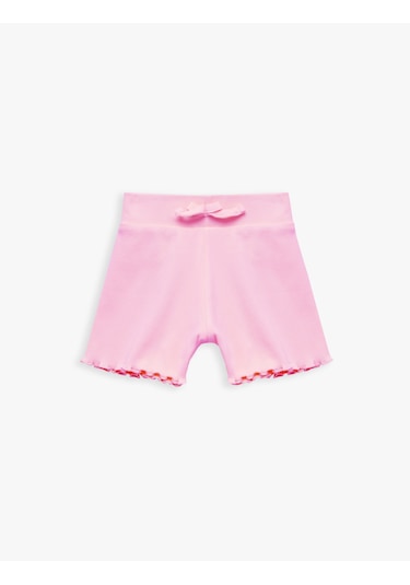 Koton Kaşkorse Pamuklu Fiyonklu Mini Şort Pembe 5skg40058ak Gül