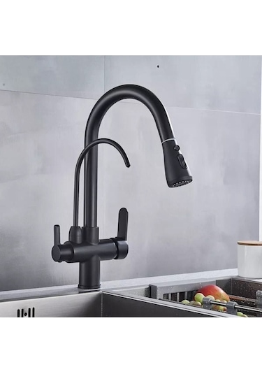 Fleko Siyah Arıtmalı Spiralli Mutfak Eviye Bataryası Siyah