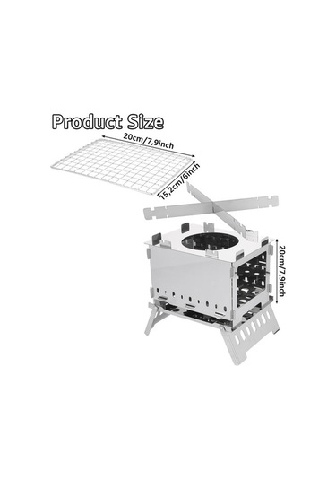 Jzcat Katlanabilir Odun Sobası, Hobo Pişirici Katlanabilir, Beyaz Altın - Gümüş