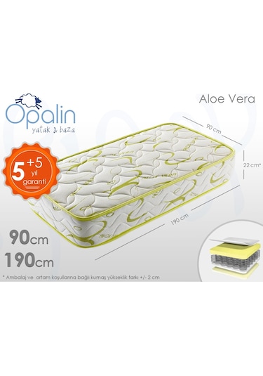 Uzunbebe 90X190 Tek Kişilik Yatak Opalin Aloevera Ortopedik Yaylı Yatak