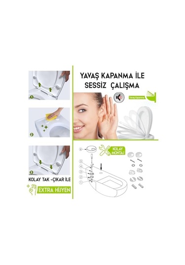 Bagno, Diamond Klozet Kapağı, Beyaz, Yavaş Kapanan, Pp Siyah