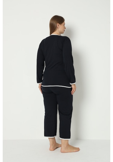 Fames Pijama Yazlik Büyük Beden Pijama Takim Lacivert