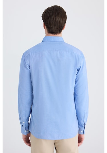 Twn Slim Fit Saks Mavi Armürlü Gömlek 5ef02ee04259m 750