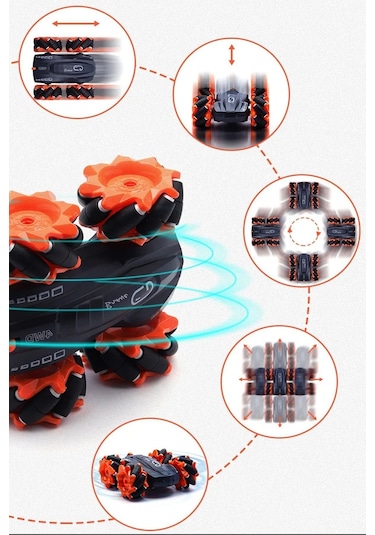 Uzaktan Kumandalı Işıklı Çok Yönlü Drift Tekerlekli Dublör Akrobat Araba Stunt Drift Car - Mavi Mavi