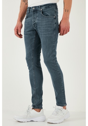 Buratti Streç Pamuklu Slim Fit Normal Bel Dar Paça Jeans Erkek Kot Pantolon 1124S73Napoli Mavi