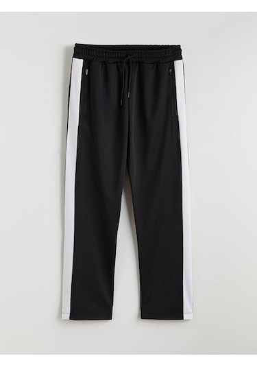Lc Waikiki Siyah Loose Fit Şeritli Erkek Eşofman Altı