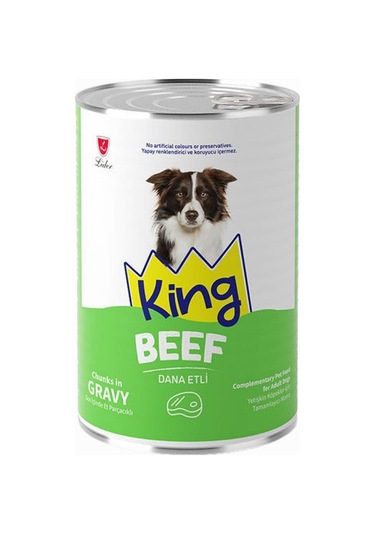 King Sos İçerisinde Et Parçacıklı Dana Etli Köpek Konservesi 400 G