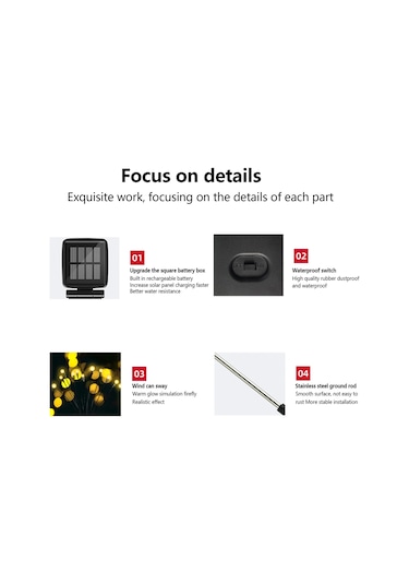 Gajeena Siyah Güneş Enerjili Bahçe Işığı - 6 Lü Renkli Led, Ip65 Su Geçirmez, Otomatik/el Kontrol, 8-15 Saat Süre, Çimen Ve Bahçe Dekorasyonu