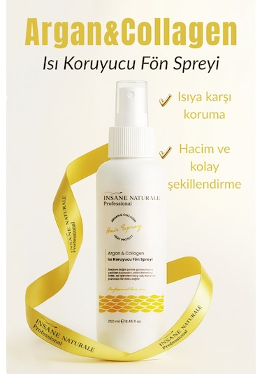 Insane Naturale Argan Collagen Isı Koruyucu Saç Şekillendirici Fön Spreyi 250 ML