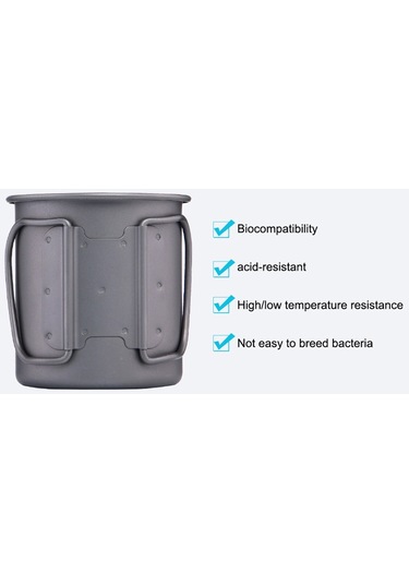 Wıdesea Wstt-375Ml Ultralight Titanyum Alaşımlı Bardak 375 Ml Katlanabilir Saplı Fda Sertifikası Yok Bpa Içermez