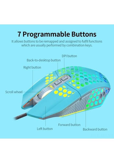Novahub Rgb Aydınlatmalı 8000 Dpı Pembe Oyun Faresi - 7 Programlanabilir Tuş Optik