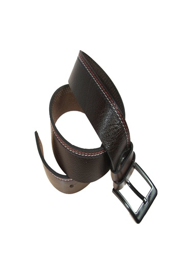 Hakiki Deri Erkek Dikişli Kot Kemeri 4,5 Cm Kahverengi