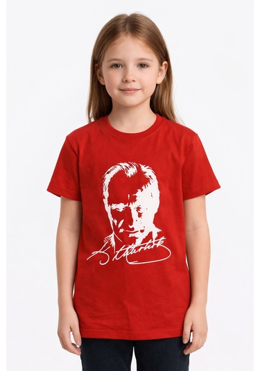 Monox Çocuk Unisex Atatürk Baskılı Tişort Kırmızı