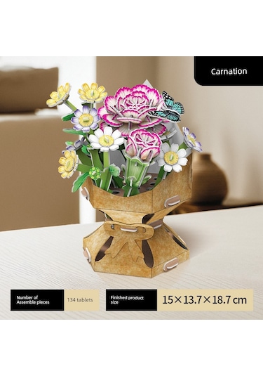 3d Buket Puzzle Model Seti - Karanfil Um38523-3 Yurt Dışından