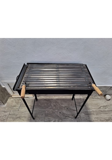 İklim Demir Mangal Barbekü Oluklu Izgara Portatif Ayaklar 40 x 70 CM